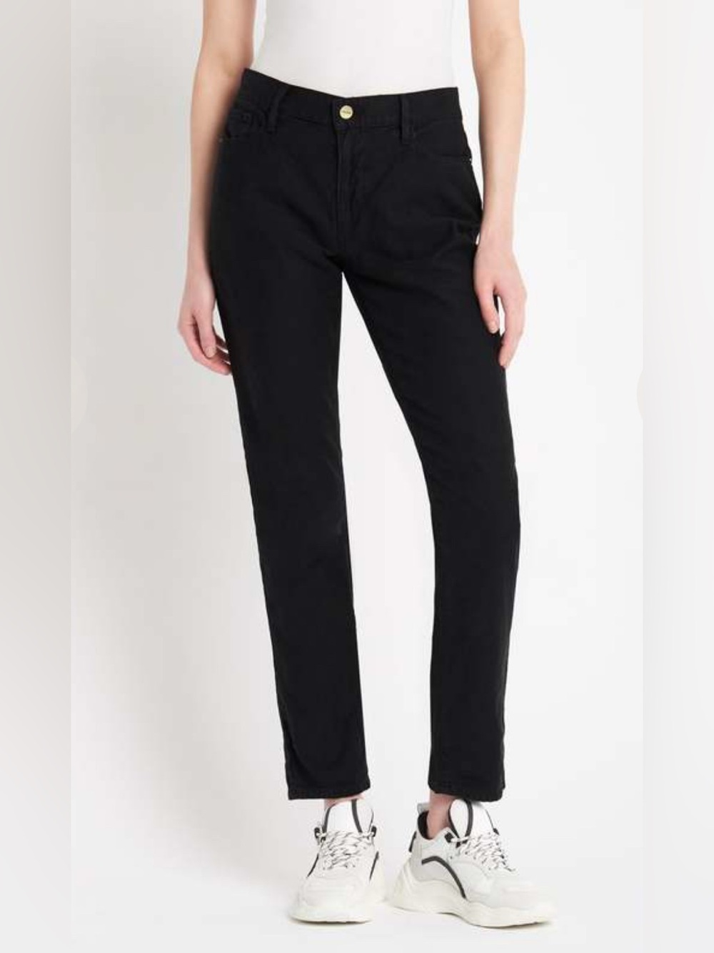 Frame Denim Le Garçon Slim Skinny Jeans in Black size 28